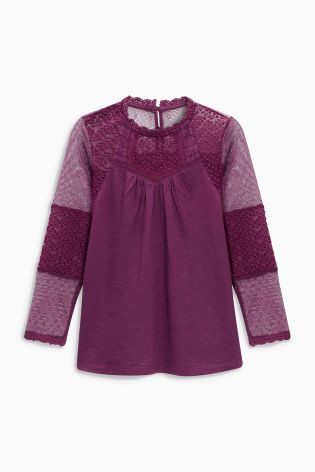 Berry Lace Sleeve Blouse (3-16yrs)